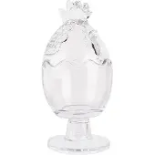 Clayre & Eef Pot en verre Poulet Ø 10x22 cm Verre transparent