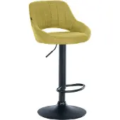 CLP Tabouret de bar Milet, revêtement en tissu, réglable en hauteur, pivotant, avec dossier | Couleur : vert, Structure : noir