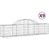 vidaXL Gabions avec arc surélevé 9 pcs. 200x30x40/60 cm Fer galvanisé