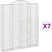 vidaXL Gabions avec arc surélevé 7 pcs. 200x30x220/240cm Fer galvanisé