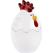 Clayre & Eef Pot en verre Poulet Ø 6x9 cm Blanc Verre