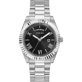 GUESS Montre à affichage analogique 'CONNOISSEUR' noir / argent