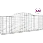 vidaXL Gabions avec arc surélevé 20 pcs 300x30x100/120cm Fer galvanisé