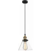 ITALUX Suspension Getan noir-doré-transparent 1xE27x60W verre dim. : 110x18x18 cm IP20