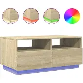 vidaXL Table basse avec lampes LED Chêne Sonoma 90x49x40 cm