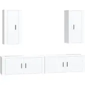 Syfax Ensemble de meubles TV 4 pcs Blanc Bois d'ingénierie