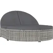 Syfax Chaise longue à 2 places avec coussins Résine tressée Gris