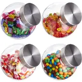 Relaxdays Lot de 12 bocaux à bonbons, 1,5 l, bocaux de conservation pour bonbons et aliments, bar à bonbons, bonbonnières, couvercles en acier inoxydable, transparents