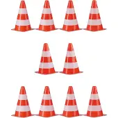 Relaxdays Lot de 100 cônes de signalisation, empilables, cônes de circulation, dans un sac à cordon, cônes de balisage, pylônes, 22 cm, orange/blanc