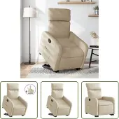 The Living Store Fauteuil relax avec releveur Crème Tissu
