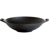 All'Grill wok en fonte avec deux poignées, rond, noir, 30 cm de diamètre (avec poignées Ø 37 cm), 7,5 cm de hauteur, pour tous les types de cuisinières, y compris à induction.