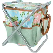 Esschert Design Tabouret pour outils de jardin Impression de roses