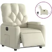 Syfax Fauteuil inclinable électrique Crème Similicuir