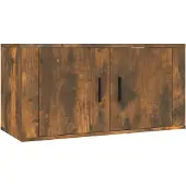 Syfax Meuble TV mural Chêne fumé 80x34,5x40 cm