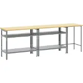 Syfax Ensemble d'établi 3 pcs Beige et gris Acier enduit de poudre