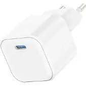 Swissten Chargeur de voyage Gan 1X USB-C 20W Power Delivery Blanc (20 W, 1 portion), Chargeur USB, Blanc
