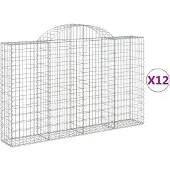 vidaXL Gabions avec arc surélevé 12pcs 200x30x120/140cm Fer galvanisé