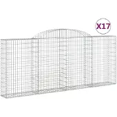 vidaXL Gabions avec arc surélevé 17 pcs 300x30x120/140cm Fer galvanisé