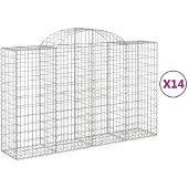 vidaXL Gabions avec arc surélevé 14pcs 200x50x120/140cm Fer galvanisé