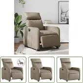 The Living Store Fauteuil Relax Électrique Cappuccino Marron Similicuir