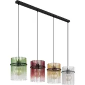 Globo Suspension noire Gorley Verre coloré 4 lumières