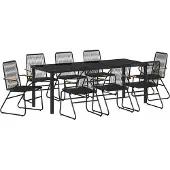 Syfax Ensemble de salle à manger pour jardin 9 pcs Noir