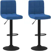 Syfax Tabourets de bar lot de 2 bleu velours