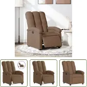 The Living Store Fauteuil relax électrique Marron Tissu