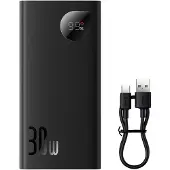 Baseus Adaman2 Powerbank avec affichage digital 10000Mah 30W 2 X Usb / 1X Usb Type C Overseas Edition Pd Qc Scp Noir (Ppad040101)