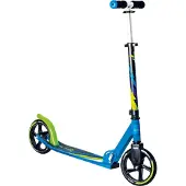 Muuwmi Aluminium Scooter- Tretroller, 205 mm, ABEC 7, GS-approuvé, réglable en hauteur, plateau XL, vert-bleu-noir