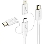 Akashi Usb-c 1m 3/1 Typ/c+microusb+lightning Bl -