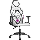 vidaXL Chaise de jeu avec fonction de massage Blanc et noir similicuir