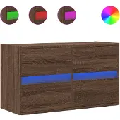vidaXL Armoire TV murale avec éclairage LED brun aspect chêne 80x31x45cm