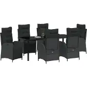 Syfax Ensemble de salle à manger pour jardin 7 pcs Noir polyrotin