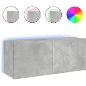 vidaXL Armoire TV murale avec lampes LED gris béton 100x35x41 cm