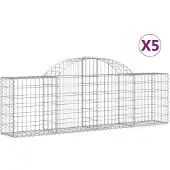 vidaXL Gabions avec arc surélevé 5 pcs. 200x30x60/80 cm Fer galvanisé
