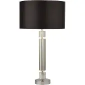 Searchlight chrome/GLASS Lampe de table avec SHADE SILVER INNER noir