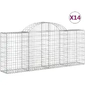 vidaXL Gabions avec arc surélevé 14 pcs. 200x30x80/100cm Fer galvanisé