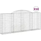 vidaXL Gabions avec arc surélevé 10 pcs 300x30x120/140cm Fer galvanisé