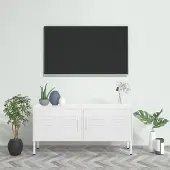 Prolenta Maison Exclusive - Meuble TV blanc 105x35x50 cm acier
