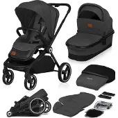 Lionelo Mika 2in1 Combinaison poussette, siège auto, poussette. Housse, bandoulière pour le transport, matelas, moustiquaire, couvre-jambes, matériau imperméable, roues en caoutchouc