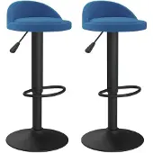 Syfax Tabourets de bar lot de 2 bleu velours