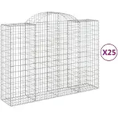 vidaXL Gabions avec arc surélevé 25pcs. 200x50x140/160cm Fer galvanisé