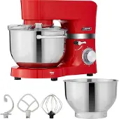 Arebos Robot de cuisine 1500W, Robot de cuisine, pétrin avec 2x bols en inox 4,5 & 5,5L, silencieux, 6 vitesses, rouge