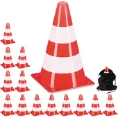 Relaxdays Jeu de 14 pylônes Football Entraînement canin Cônes de marquage hauteur 23 cm Pratique et polyvalent