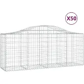 vidaXL Gabions avec arc surélevé 50 pcs. 200x50x80/100cm Fer galvanisé