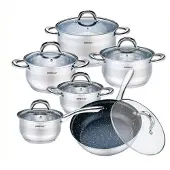 KINGHOFF pots Silver Marble 12 pieces KH1098