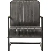 vidaXL Fauteuil cantilever Distressed Gris Cuir véritable