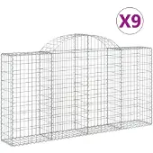 vidaXL Gabions avec arc surélevé 9 pcs. 200x30x100/120cm Fer galvanisé