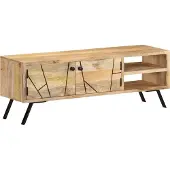 Syfax Meuble TV 110x30x40 cm Bois massif de manguier